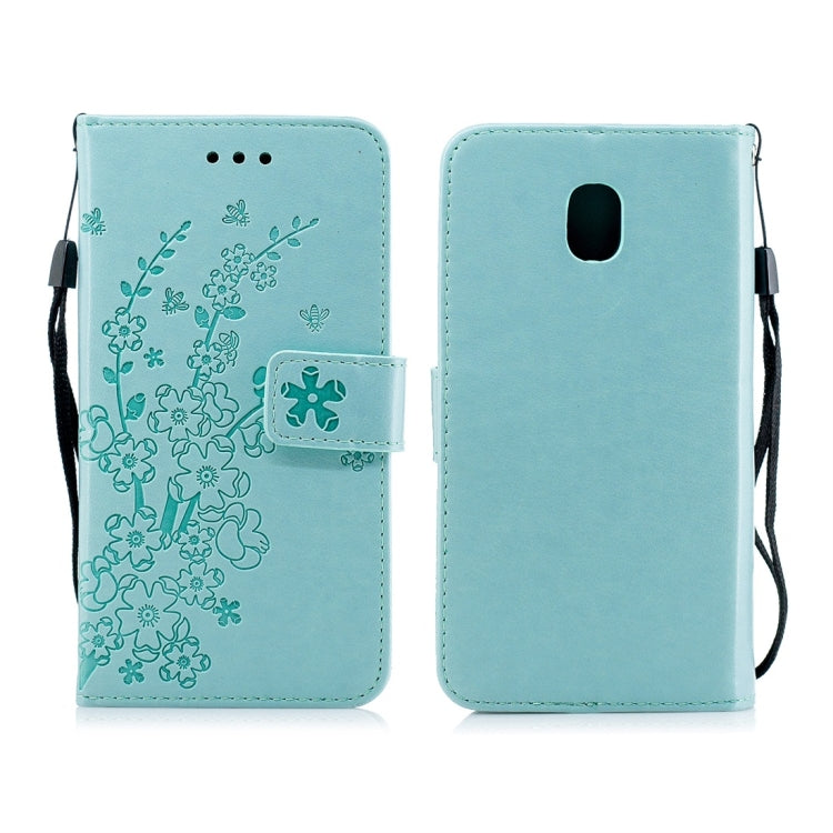 For Galaxy J3 (2018) Plum Flowers Pattern Horizontal Flip Leather Case with Holder & Card Slots & Wallet & Lanyard