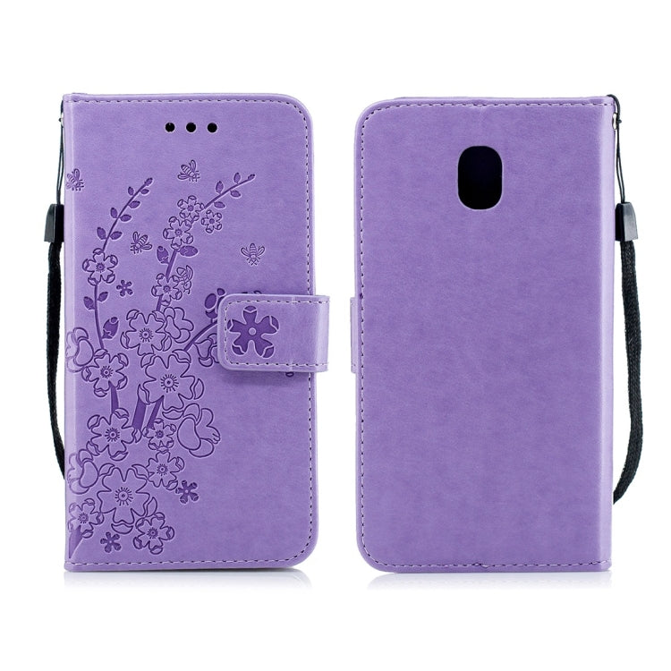 For Galaxy J3 (2018) Plum Flowers Pattern Horizontal Flip Leather Case with Holder & Card Slots & Wallet & Lanyard