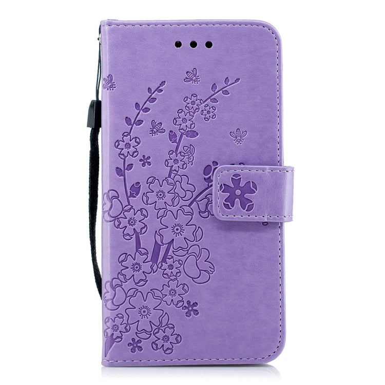 For Galaxy J3 (2018) Plum Flowers Pattern Horizontal Flip Leather Case with Holder & Card Slots & Wallet & Lanyard