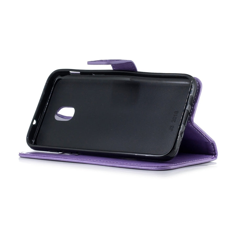 For Galaxy J3 (2018) Plum Flowers Pattern Horizontal Flip Leather Case with Holder & Card Slots & Wallet & Lanyard