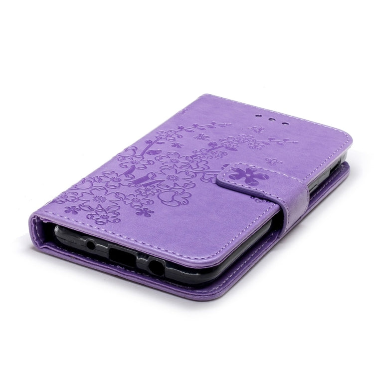 For Galaxy J3 (2018) Plum Flowers Pattern Horizontal Flip Leather Case with Holder & Card Slots & Wallet & Lanyard