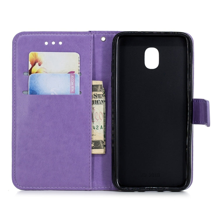 For Galaxy J3 (2018) Plum Flowers Pattern Horizontal Flip Leather Case with Holder & Card Slots & Wallet & Lanyard