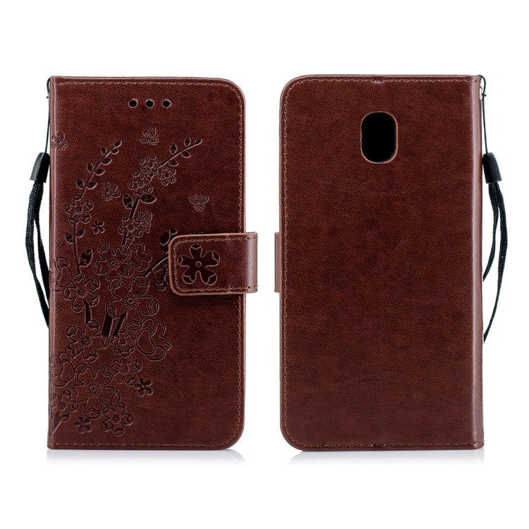 For Galaxy J3 (2018) Plum Flowers Pattern Horizontal Flip Leather Case with Holder & Card Slots & Wallet & Lanyard