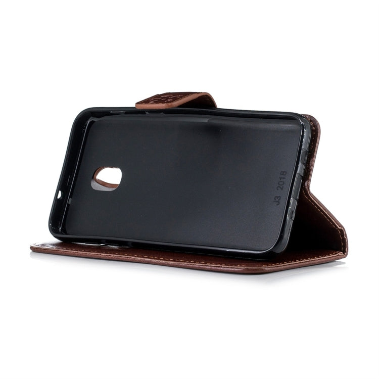 For Galaxy J3 (2018) Plum Flowers Pattern Horizontal Flip Leather Case with Holder & Card Slots & Wallet & Lanyard