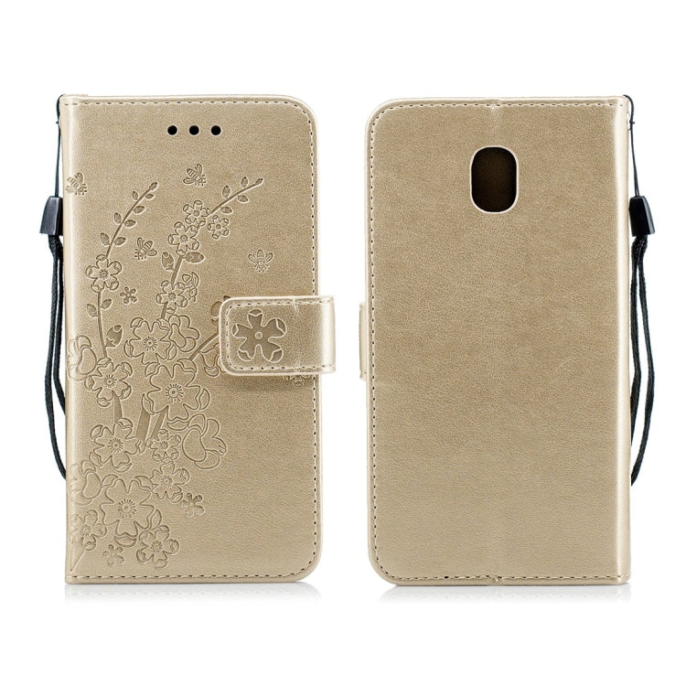 For Galaxy J3 (2018) Plum Flowers Pattern Horizontal Flip Leather Case with Holder & Card Slots & Wallet & Lanyard