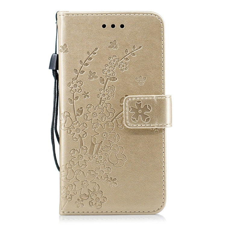 For Galaxy J3 (2018) Plum Flowers Pattern Horizontal Flip Leather Case with Holder & Card Slots & Wallet & Lanyard