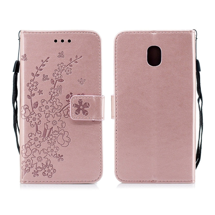 For Galaxy J3 (2018) Plum Flowers Pattern Horizontal Flip Leather Case with Holder & Card Slots & Wallet & Lanyard