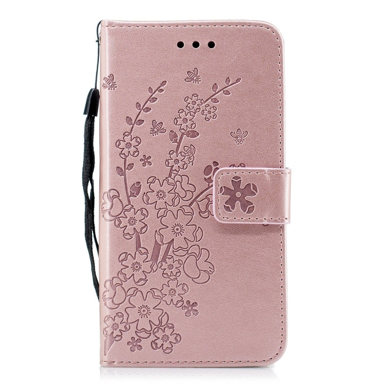 For Galaxy J3 (2018) Plum Flowers Pattern Horizontal Flip Leather Case with Holder & Card Slots & Wallet & Lanyard