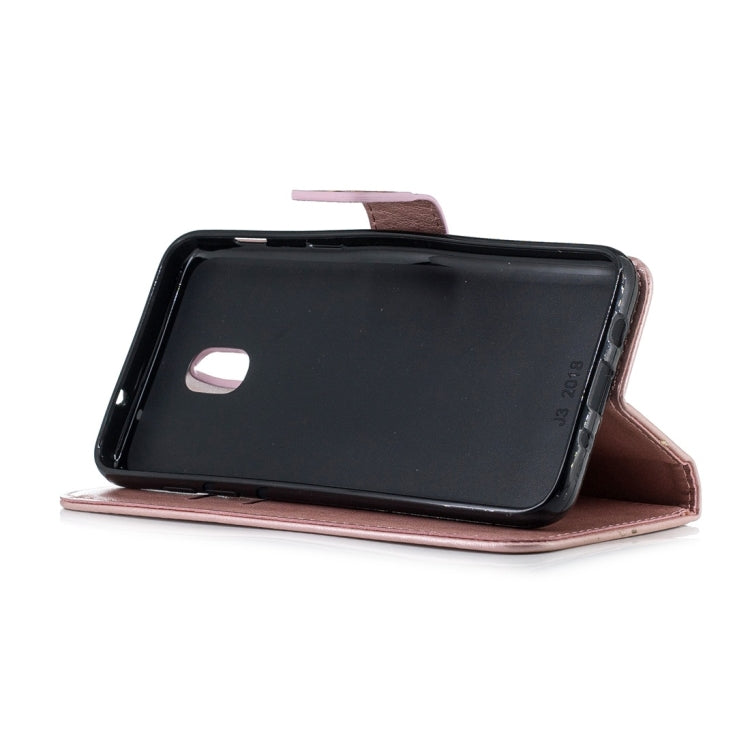 For Galaxy J3 (2018) Plum Flowers Pattern Horizontal Flip Leather Case with Holder & Card Slots & Wallet & Lanyard