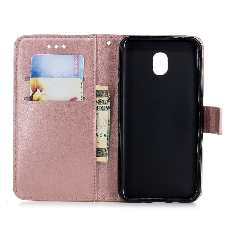 For Galaxy J3 (2018) Plum Flowers Pattern Horizontal Flip Leather Case with Holder & Card Slots & Wallet & Lanyard