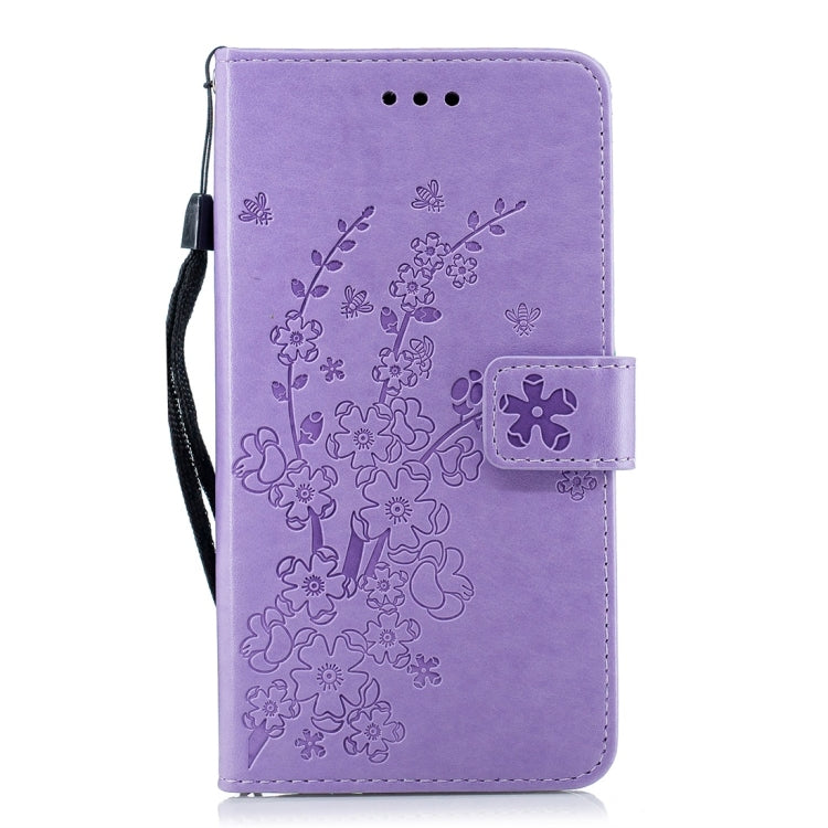 For Galaxy J4 (2018) Plum Flowers Pattern Horizontal Flip Leather Case with Holder & Card Slots & Wallet & Lanyard