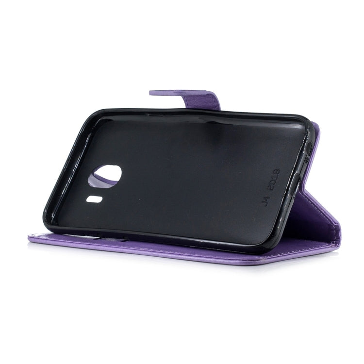 For Galaxy J4 (2018) Plum Flowers Pattern Horizontal Flip Leather Case with Holder & Card Slots & Wallet & Lanyard