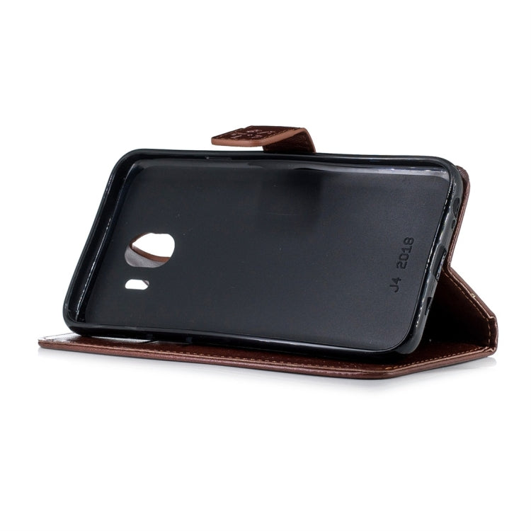 For Galaxy J4 (2018) Plum Flowers Pattern Horizontal Flip Leather Case with Holder & Card Slots & Wallet & Lanyard