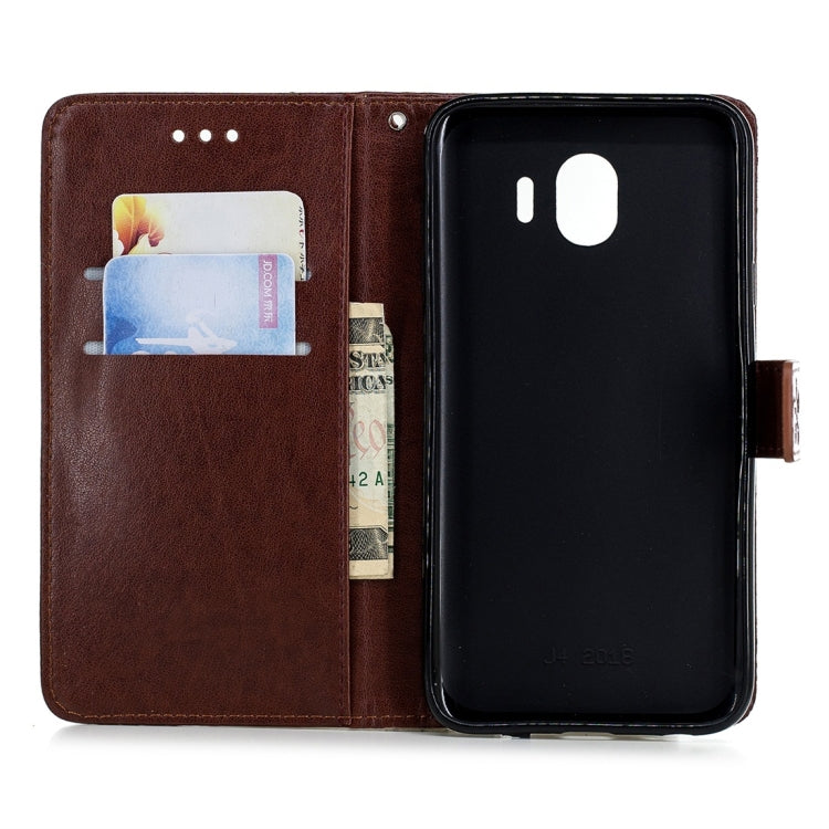 For Galaxy J4 (2018) Plum Flowers Pattern Horizontal Flip Leather Case with Holder & Card Slots & Wallet & Lanyard