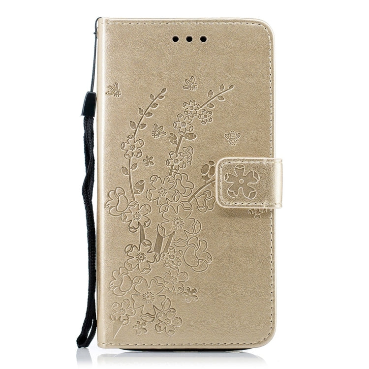 For Galaxy J4 (2018) Plum Flowers Pattern Horizontal Flip Leather Case with Holder & Card Slots & Wallet & Lanyard