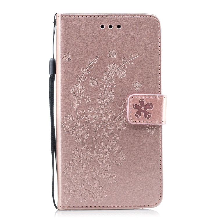 For Galaxy J4 (2018) Plum Flowers Pattern Horizontal Flip Leather Case with Holder & Card Slots & Wallet & Lanyard