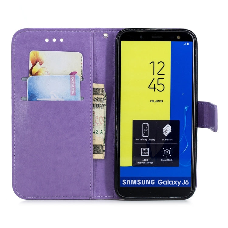 For Galaxy J6 (2018) Plum Flowers Pattern Horizontal Flip Leather Case with Holder & Card Slots & Wallet & Lanyard