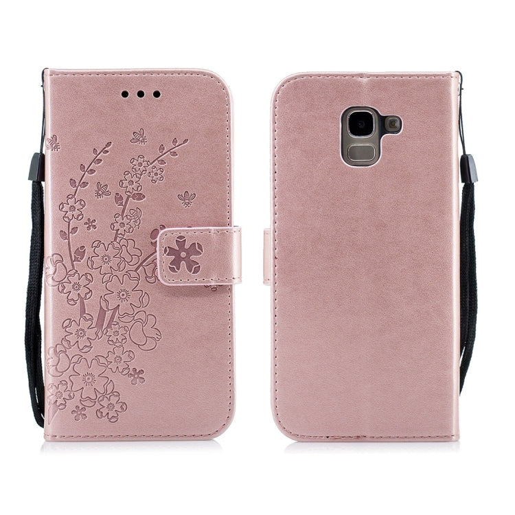 For Galaxy J6 (2018) Plum Flowers Pattern Horizontal Flip Leather Case with Holder & Card Slots & Wallet & Lanyard
