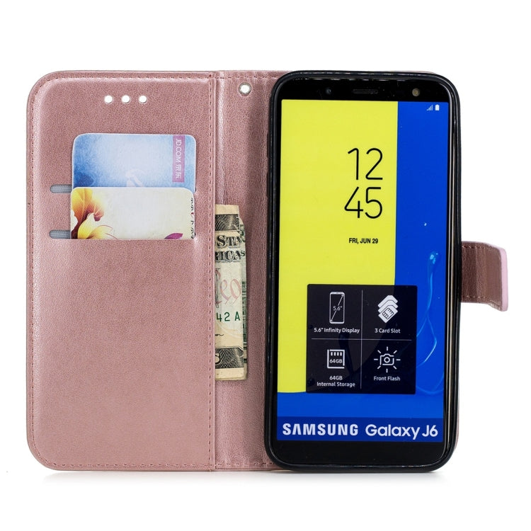For Galaxy J6 (2018) Plum Flowers Pattern Horizontal Flip Leather Case with Holder & Card Slots & Wallet & Lanyard