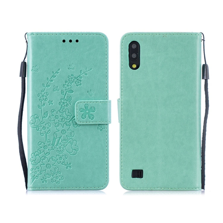 For Galaxy M10 / A10 Plum Flowers Pattern Horizontal Flip Leather Case with Holder & Card Slots & Wallet & Lanyard
