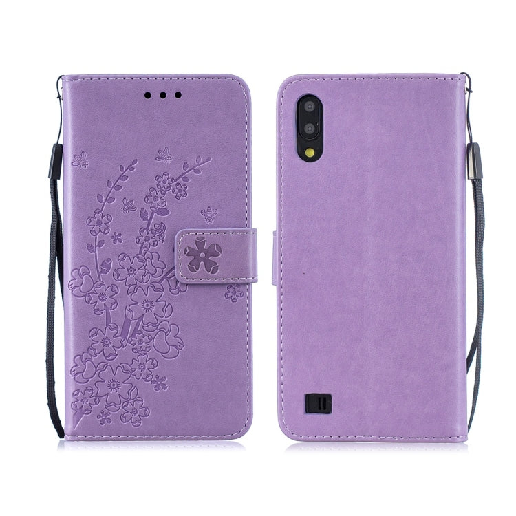 For Galaxy M10 / A10 Plum Flowers Pattern Horizontal Flip Leather Case with Holder & Card Slots & Wallet & Lanyard
