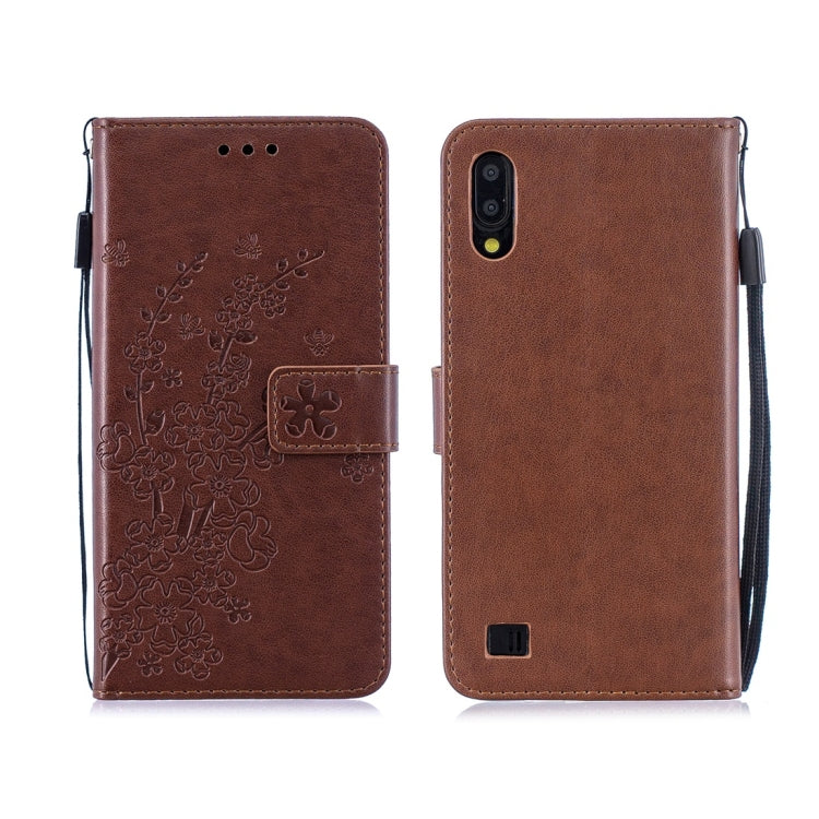 For Galaxy M10 / A10 Plum Flowers Pattern Horizontal Flip Leather Case with Holder & Card Slots & Wallet & Lanyard