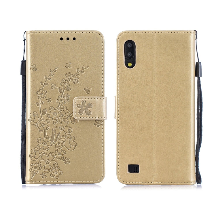 For Galaxy M10 / A10 Plum Flowers Pattern Horizontal Flip Leather Case with Holder & Card Slots & Wallet & Lanyard