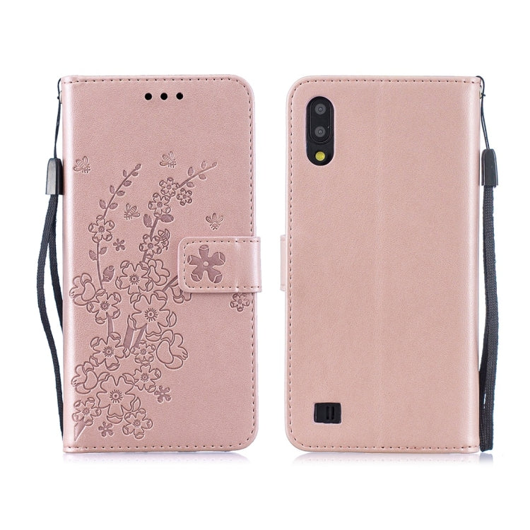 For Galaxy M10 / A10 Plum Flowers Pattern Horizontal Flip Leather Case with Holder & Card Slots & Wallet & Lanyard