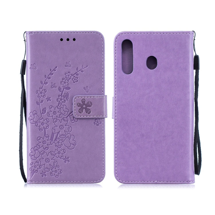 For Galaxy M30 Plum Flowers Pattern Horizontal Flip Leather Case with Holder & Card Slots & Wallet & Lanyard