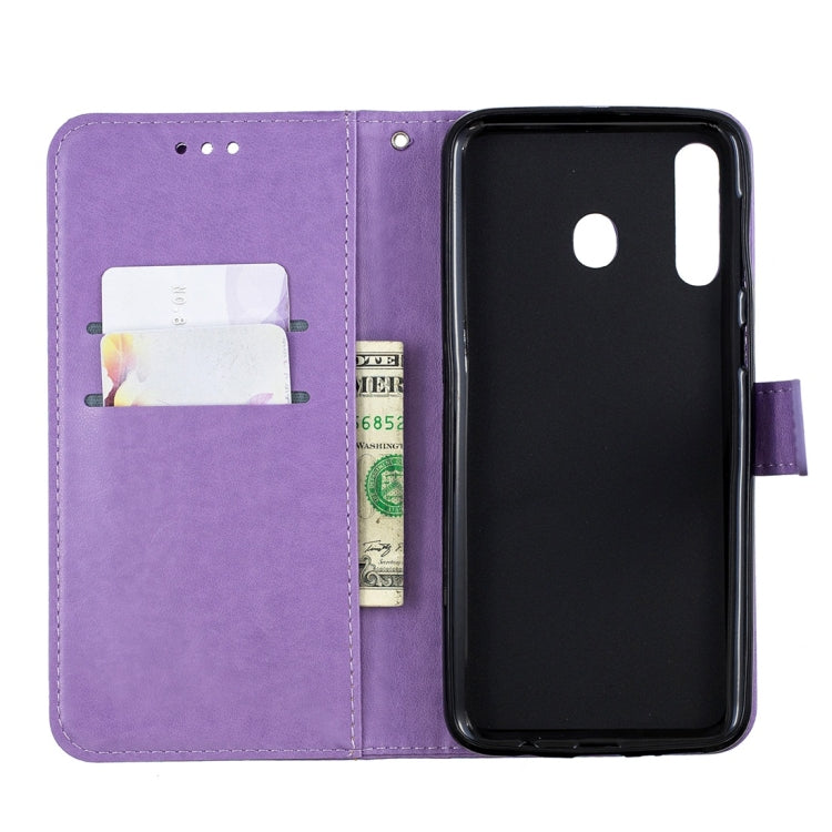 For Galaxy M30 Plum Flowers Pattern Horizontal Flip Leather Case with Holder & Card Slots & Wallet & Lanyard