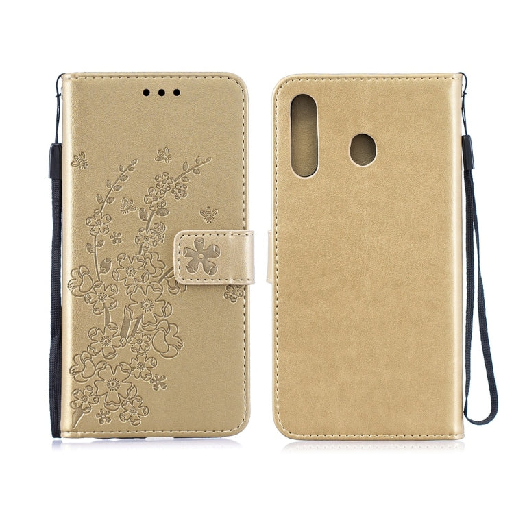 For Galaxy M30 Plum Flowers Pattern Horizontal Flip Leather Case with Holder & Card Slots & Wallet & Lanyard