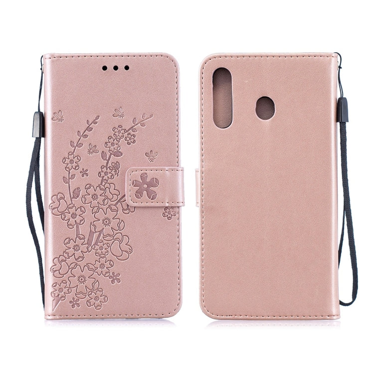 For Galaxy M30 Plum Flowers Pattern Horizontal Flip Leather Case with Holder & Card Slots & Wallet & Lanyard