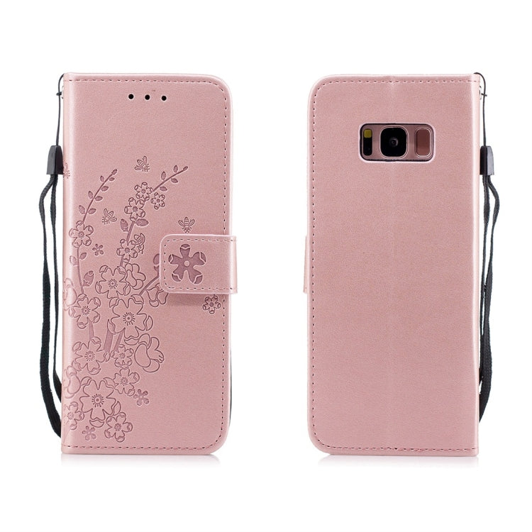 For Galaxy S8 Plum Flowers Pattern Horizontal Flip Leather Case with Holder & Card Slots & Wallet & Lanyard