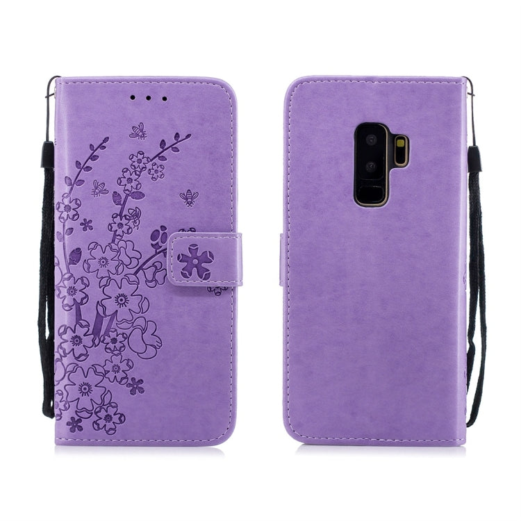 For Galaxy S9+ Plum Flowers Pattern Horizontal Flip Leather Case with Holder & Card Slots & Wallet & Lanyard