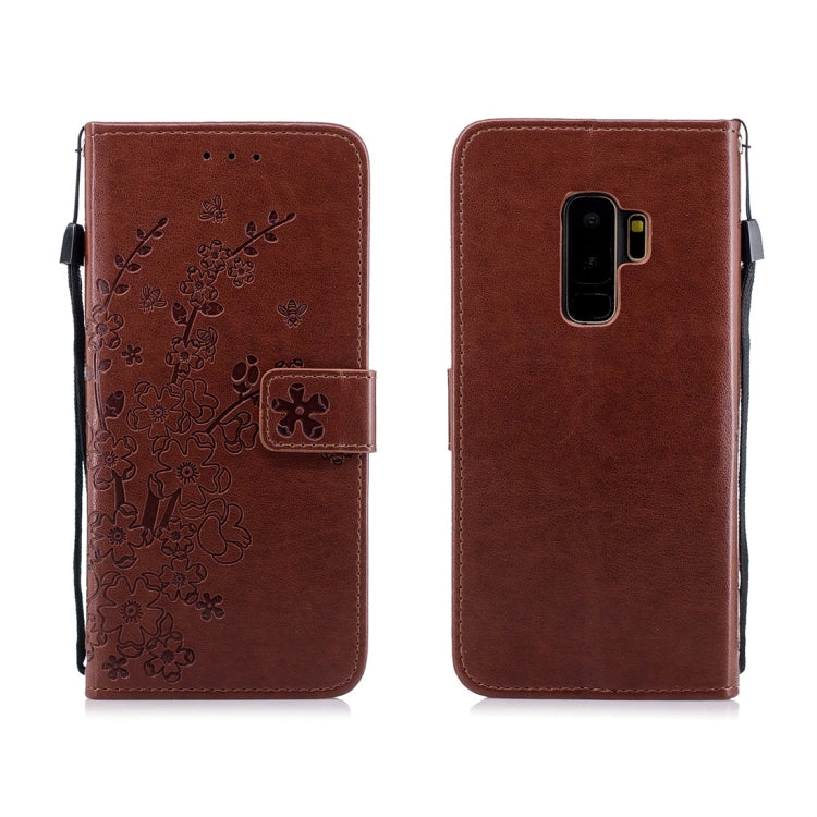 For Galaxy S9+ Plum Flowers Pattern Horizontal Flip Leather Case with Holder & Card Slots & Wallet & Lanyard