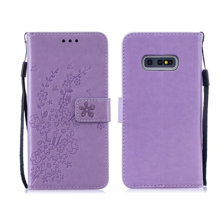 For Galaxy S10+ Plum Flowers Pattern Horizontal Flip Leather Case with Holder & Card Slots & Wallet & Lanyard
