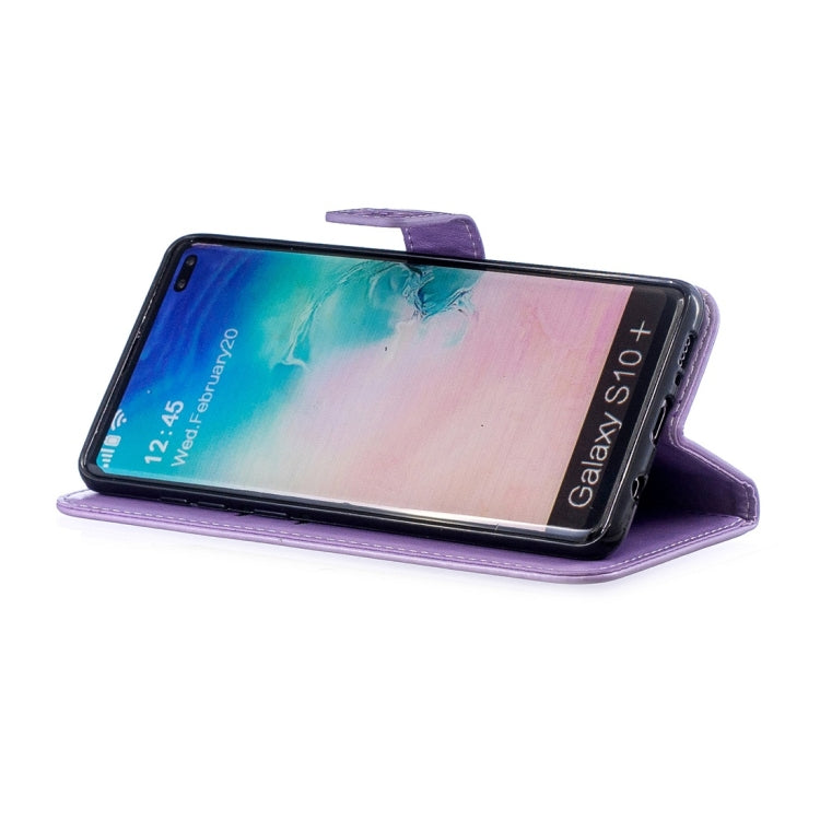 For Galaxy S10+ Plum Flowers Pattern Horizontal Flip Leather Case with Holder & Card Slots & Wallet & Lanyard