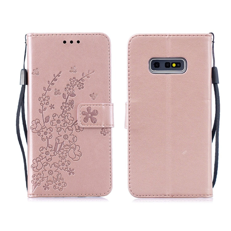 For Galaxy S10+ Plum Flowers Pattern Horizontal Flip Leather Case with Holder & Card Slots & Wallet & Lanyard
