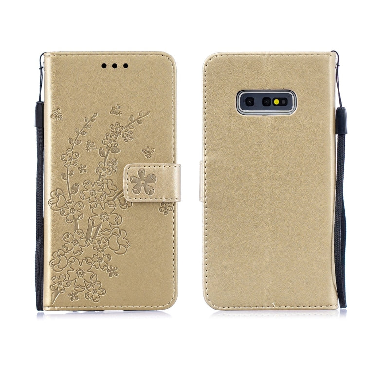 For Galaxy S10 Plum Flowers Pattern Horizontal Flip Leather Case with Holder & Card Slots & Wallet & Lanyard