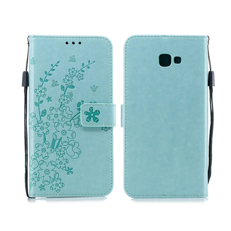 For Galaxy J4+ Plum Flowers Pattern Horizontal Flip Leather Case with Holder & Card Slots & Wallet & Lanyard