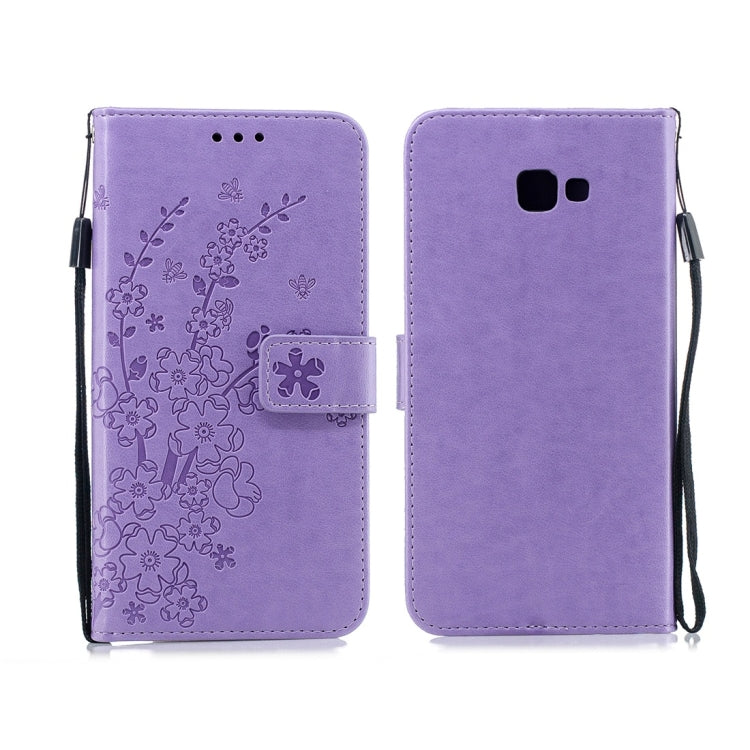 For Galaxy J4+ Plum Flowers Pattern Horizontal Flip Leather Case with Holder & Card Slots & Wallet & Lanyard