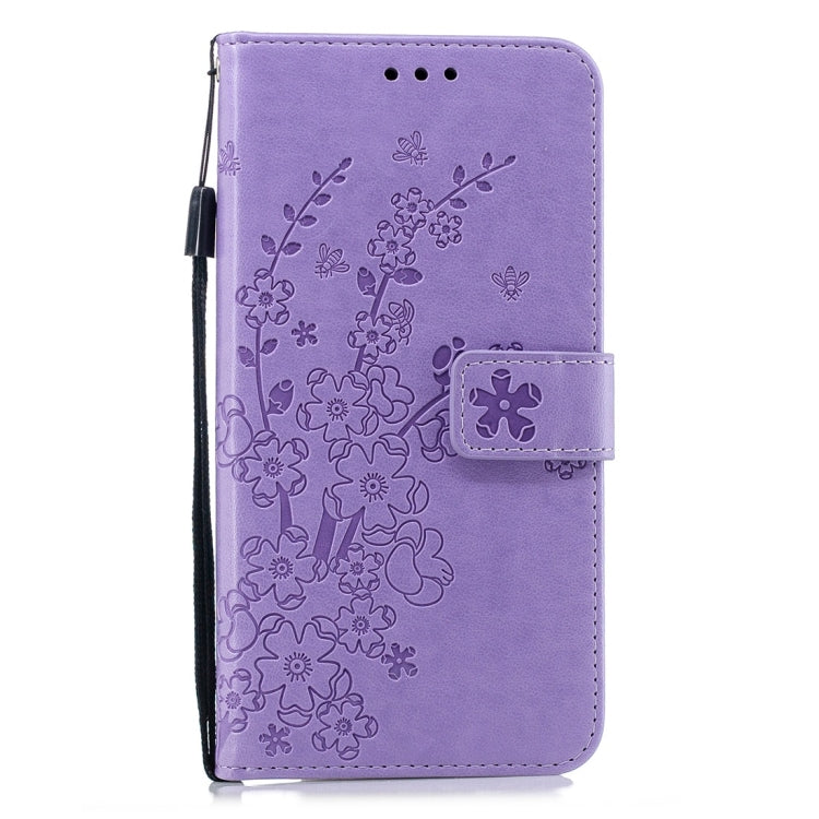 For Galaxy J4+ Plum Flowers Pattern Horizontal Flip Leather Case with Holder & Card Slots & Wallet & Lanyard