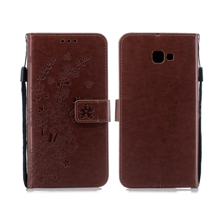 For Galaxy J4+ Plum Flowers Pattern Horizontal Flip Leather Case with Holder & Card Slots & Wallet & Lanyard