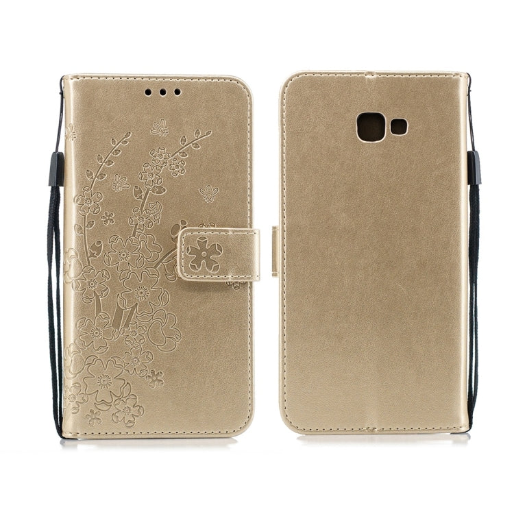For Galaxy J4+ Plum Flowers Pattern Horizontal Flip Leather Case with Holder & Card Slots & Wallet & Lanyard