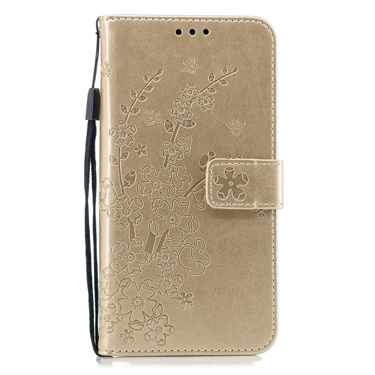 For Galaxy J4+ Plum Flowers Pattern Horizontal Flip Leather Case with Holder & Card Slots & Wallet & Lanyard