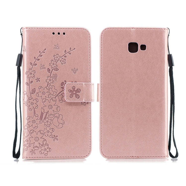 For Galaxy J4+ Plum Flowers Pattern Horizontal Flip Leather Case with Holder & Card Slots & Wallet & Lanyard