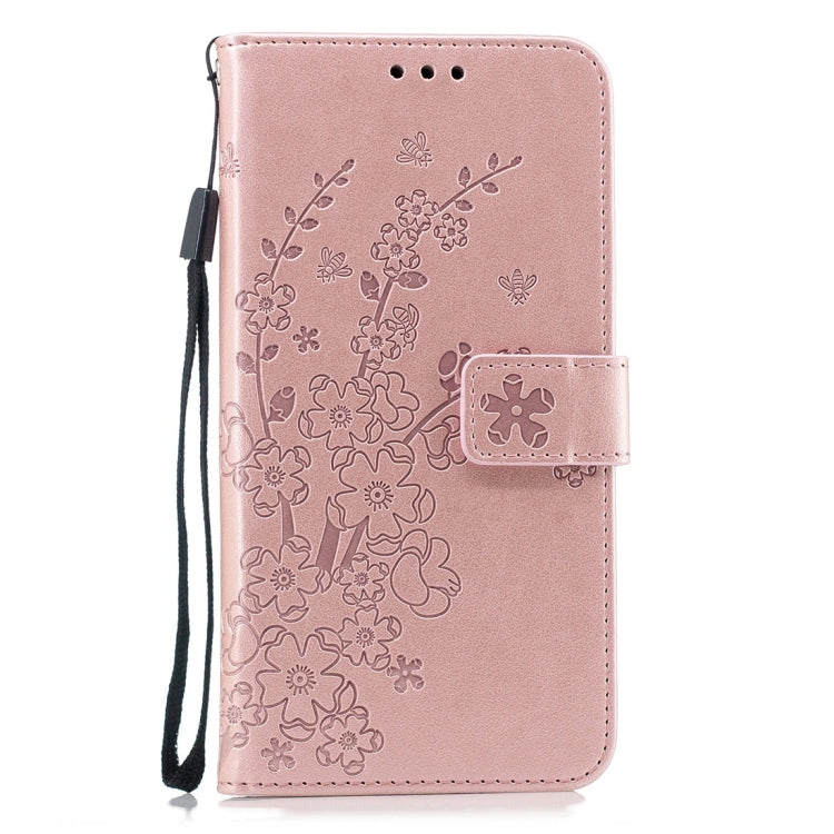 For Galaxy J4+ Plum Flowers Pattern Horizontal Flip Leather Case with Holder & Card Slots & Wallet & Lanyard