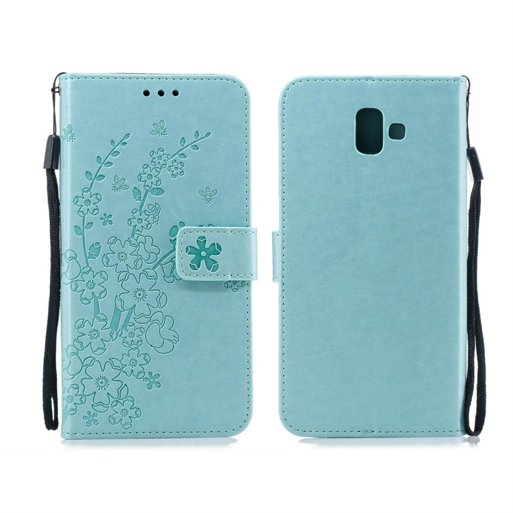 For Galaxy J6+ Plum Flowers Pattern Horizontal Flip Leather Case with Holder & Card Slots & Wallet & Lanyard