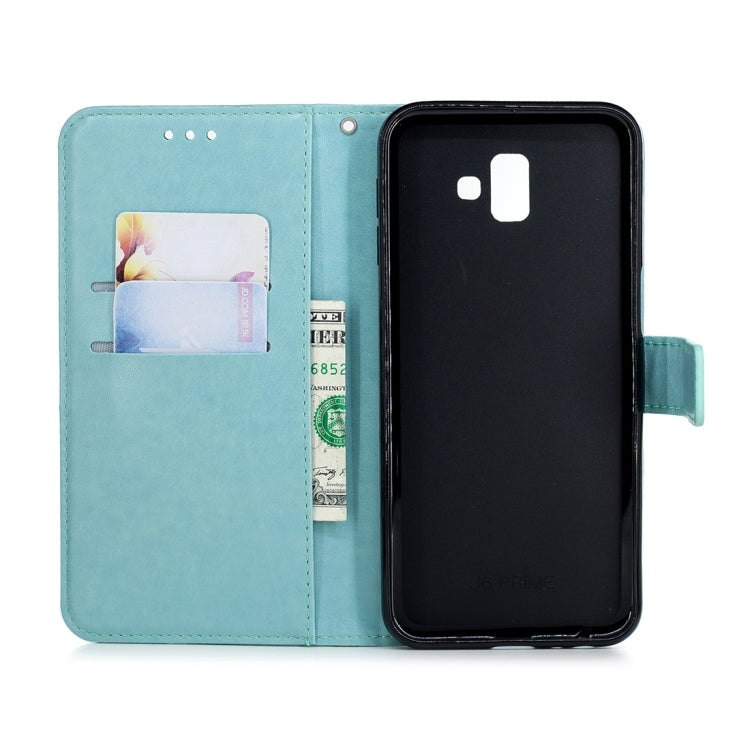For Galaxy J6+ Plum Flowers Pattern Horizontal Flip Leather Case with Holder & Card Slots & Wallet & Lanyard