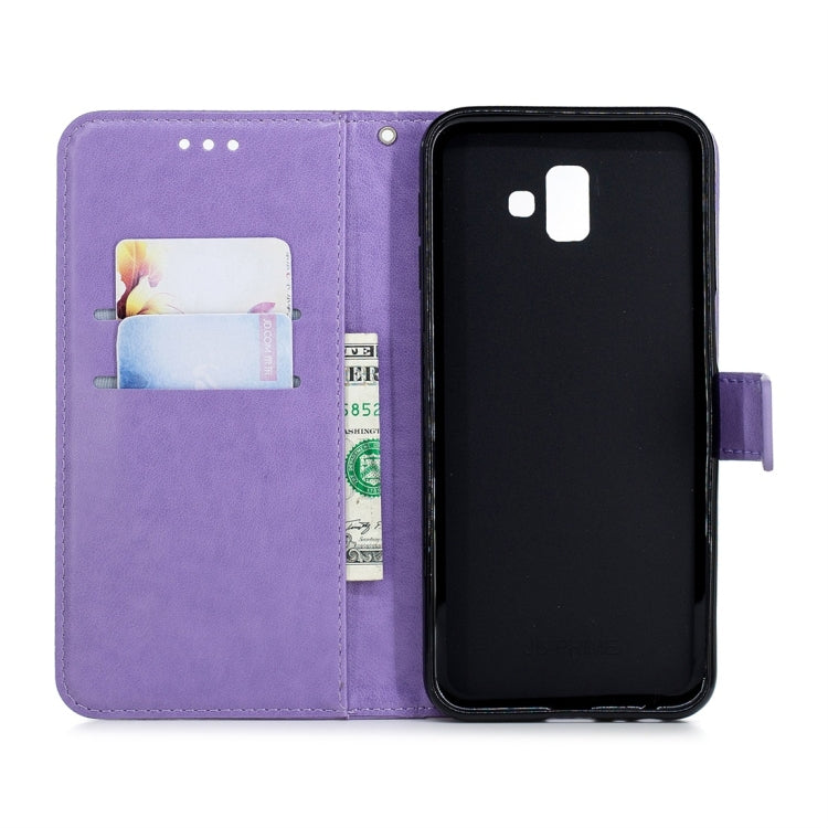 For Galaxy J6+ Plum Flowers Pattern Horizontal Flip Leather Case with Holder & Card Slots & Wallet & Lanyard